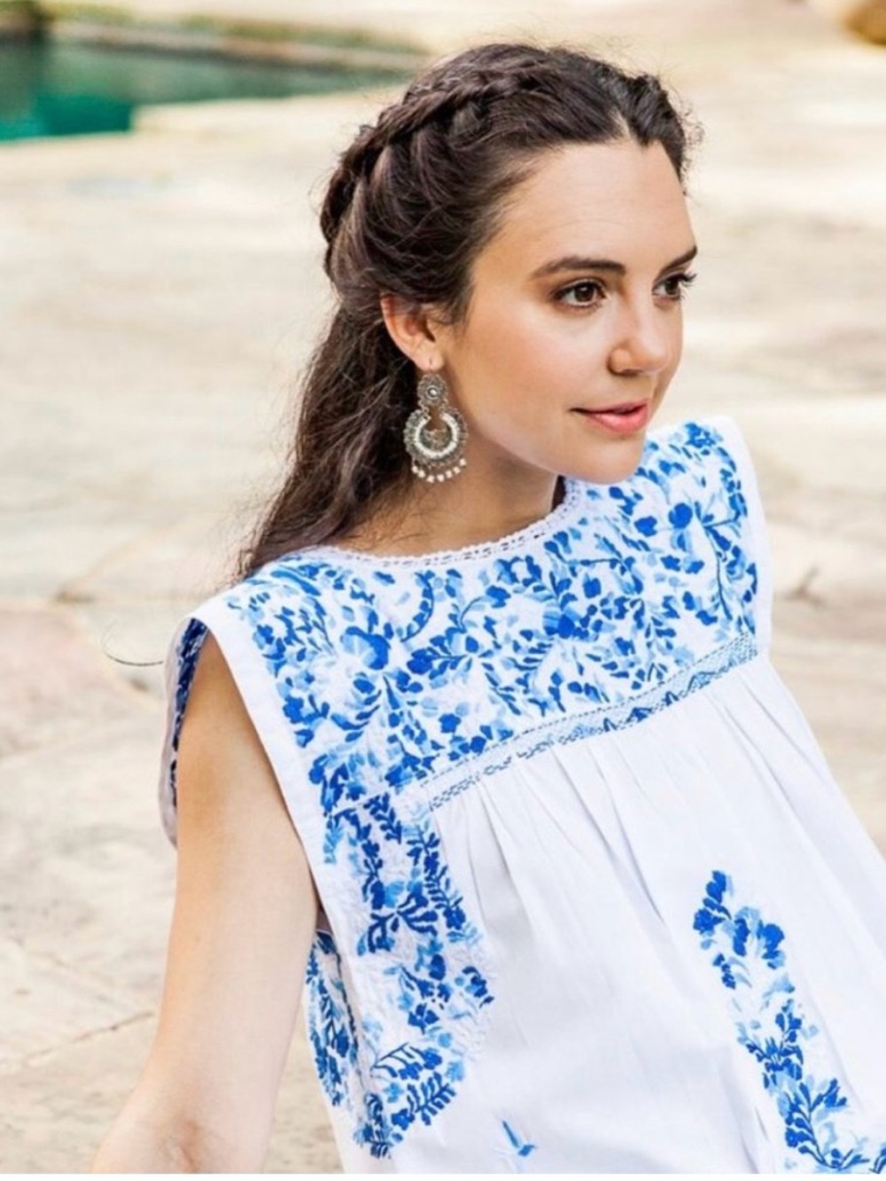 Mi Golondrina Blue & White
Cielo Mexicano Flores Blouse - Size Medium